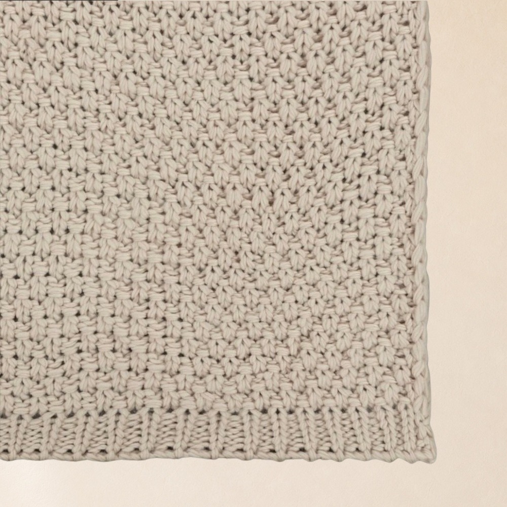 Threshold Cream Chunky Knit Rolled Throw Blanket Recycled Polyester 50x60 Ivory - Picture 4 of 6